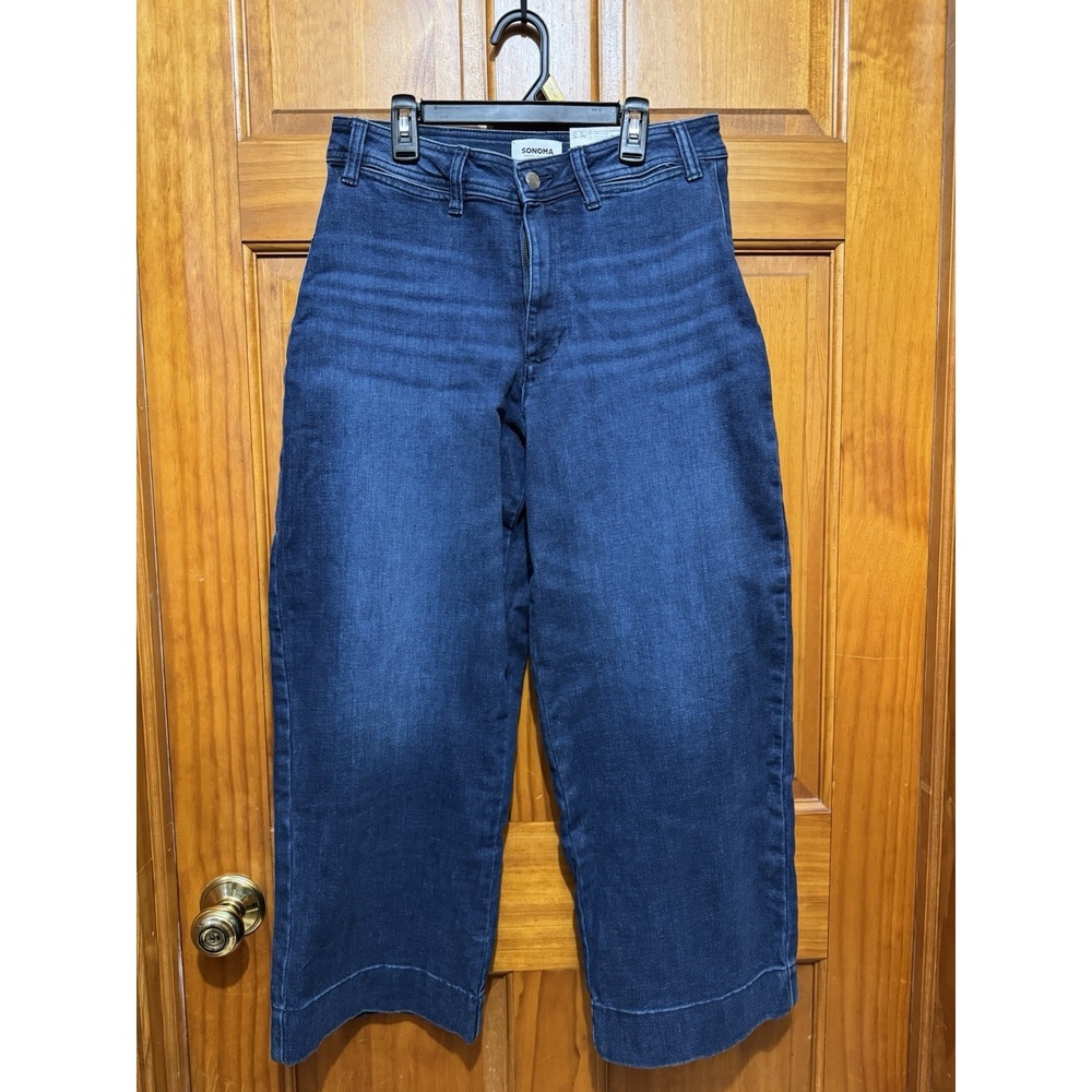 Sonoma High Rise‎ Wide Leg Ankle Jeans Women's Size 8 – Dark Wash – NWT